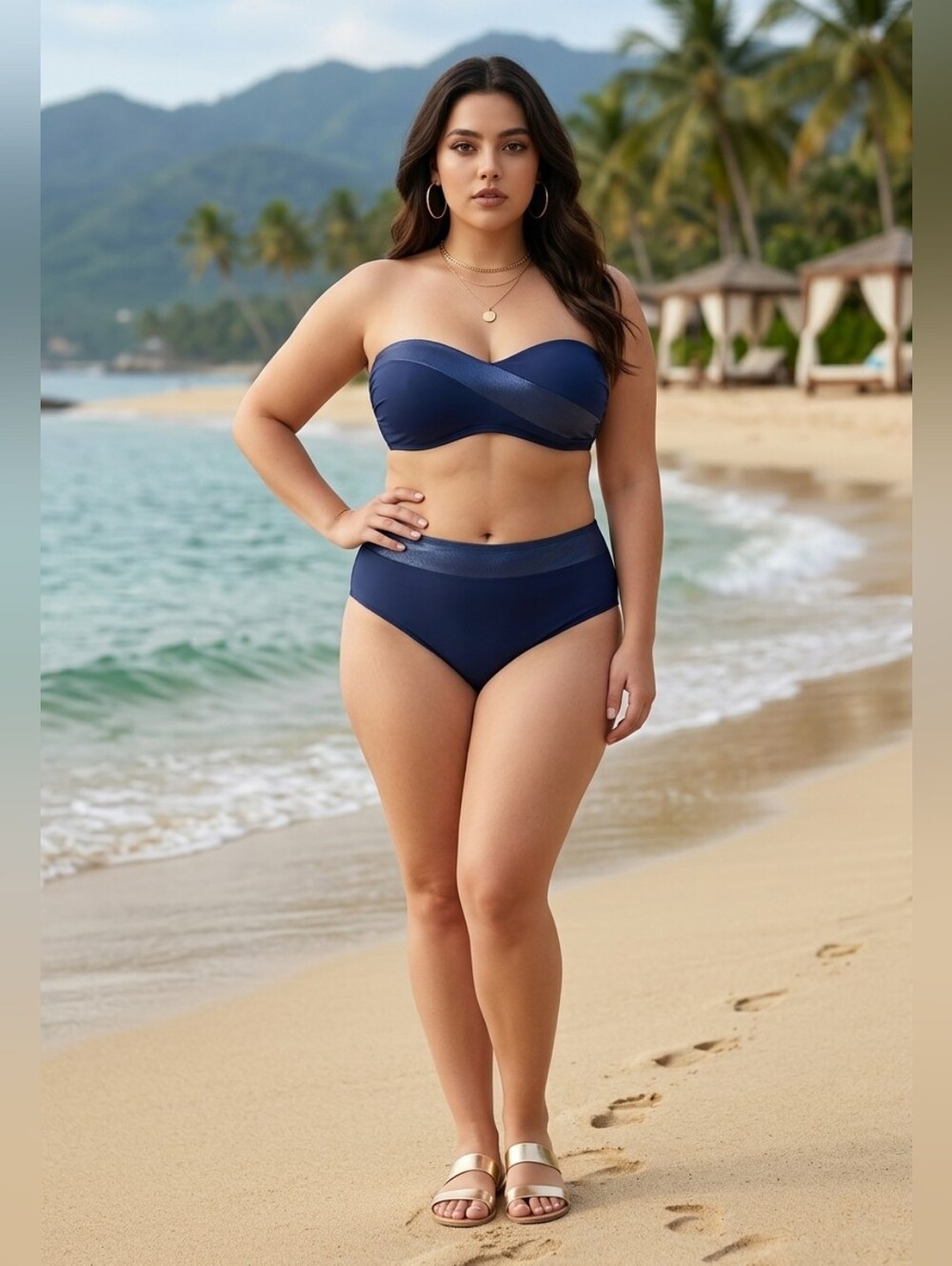 Mynah Strapless Bandeau Swim Top - Navy